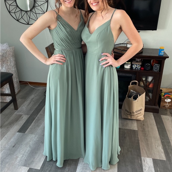 sorella vita bridesmaid dresses evergreen Sky Blue Off The Shoulder Ankle Length Simple Bridesmaid Dress – TANYA  BRIDAL main image 0